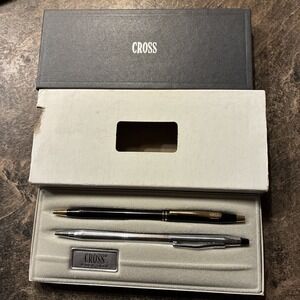 two vtg cross pens black and silver in box Both Need Pens
